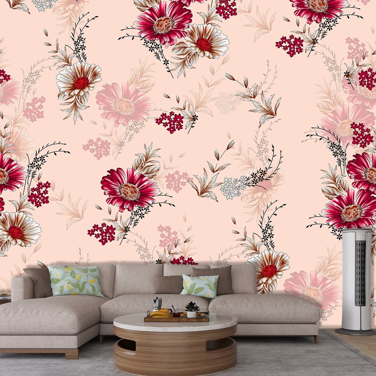 Nature's Nook Nirvana Floral Wallpaper shown in a room