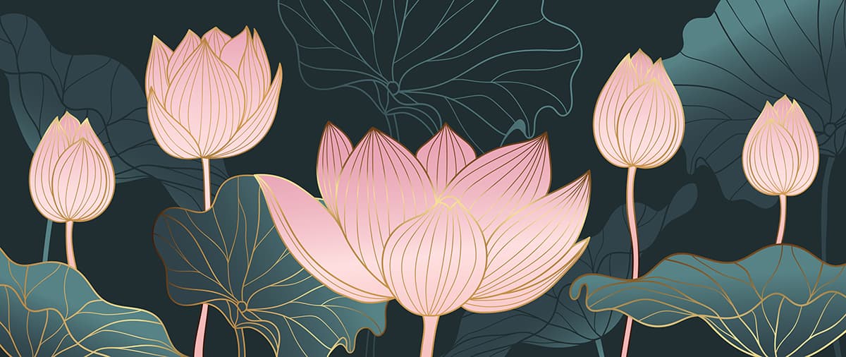 A pink and gold flower pattern detail
