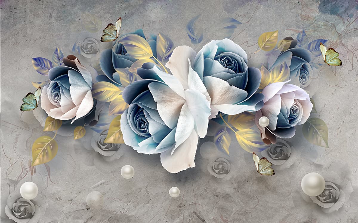 Elegant Floral Butterflies Close-Up Design Wallpaper pattern detail