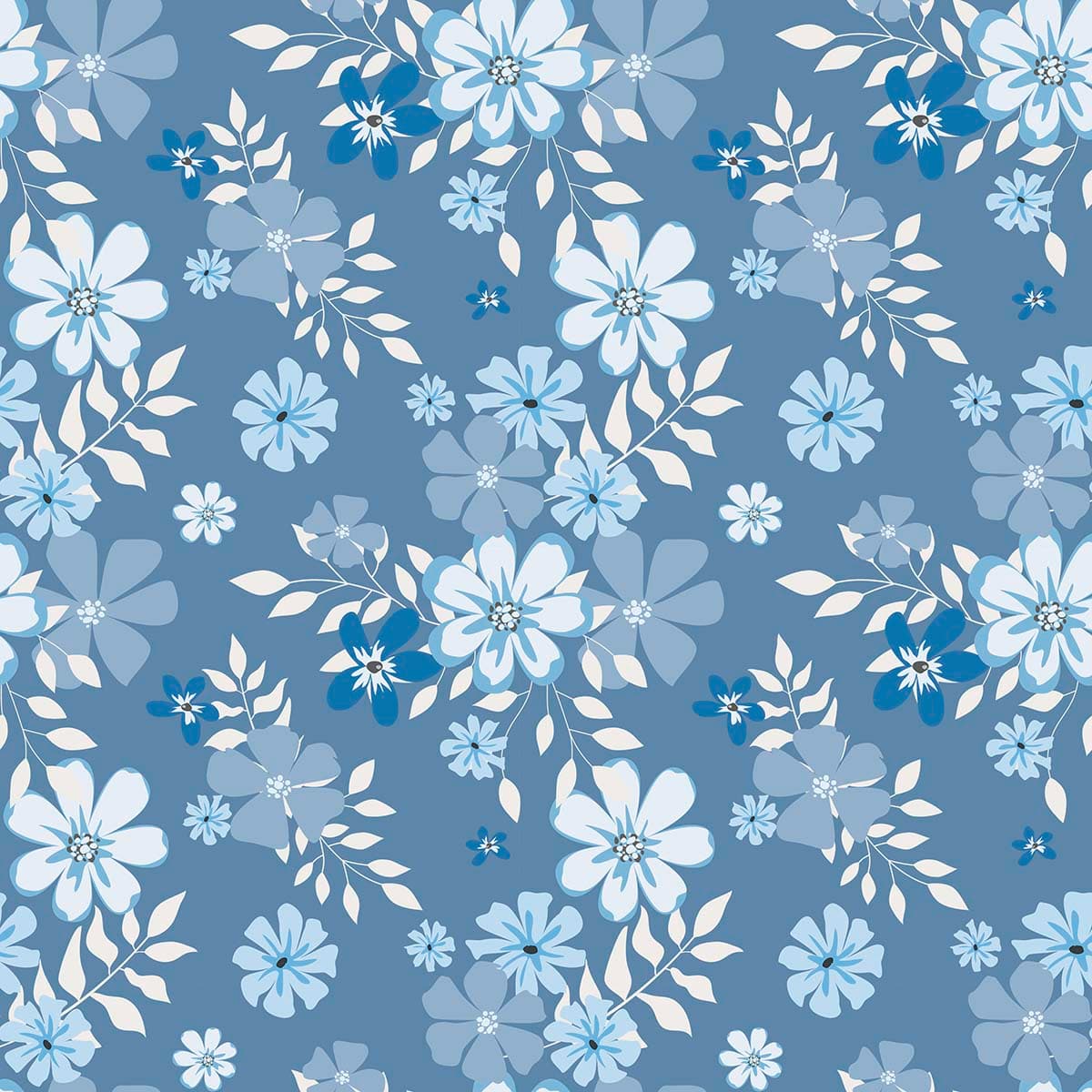 Blue and White Flowers Decorative Wallpapers for Walls pattern detail