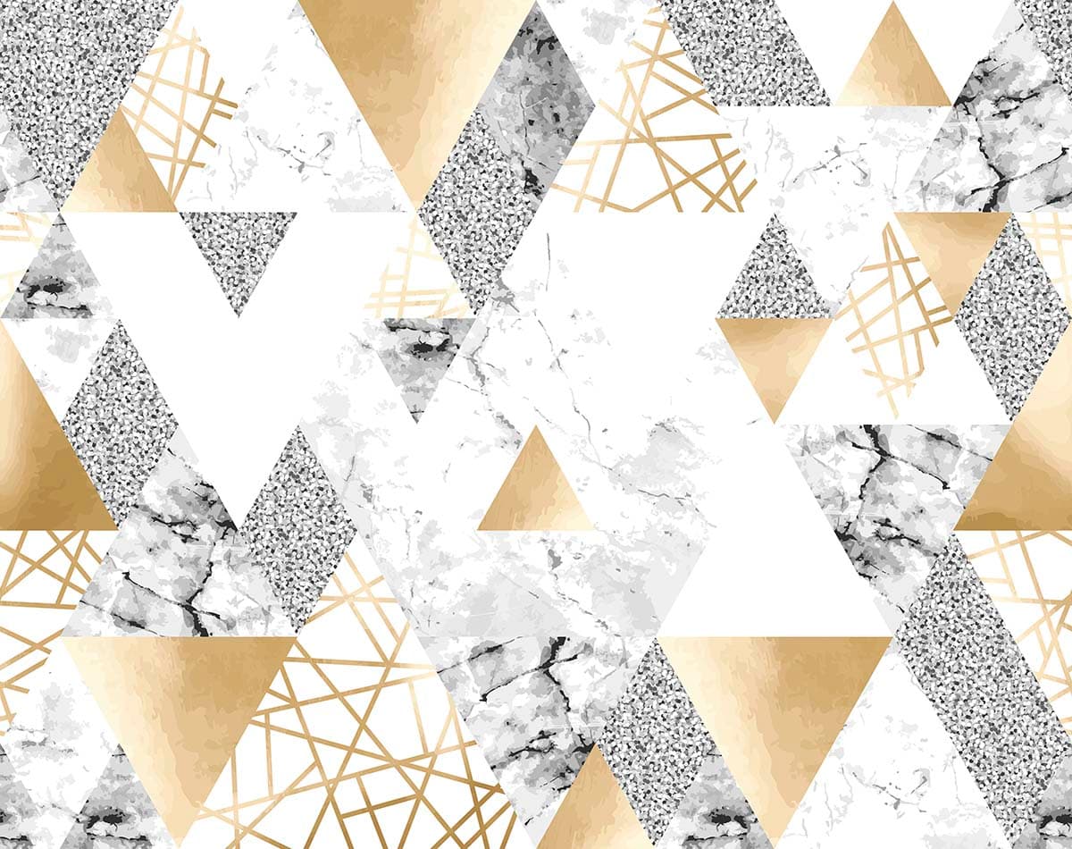 Grey and Golden Triangular Patterns Wallpaper Mural pattern detail
