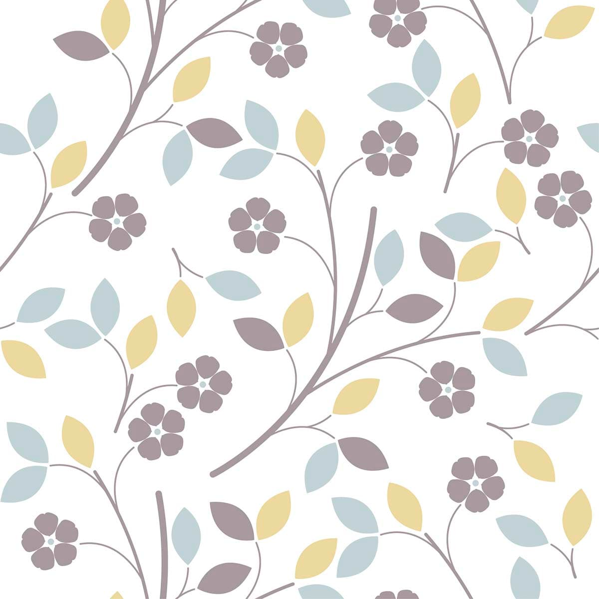 Aesthetic Flowers and Leaves Pattern Design Wallpaper pattern detail