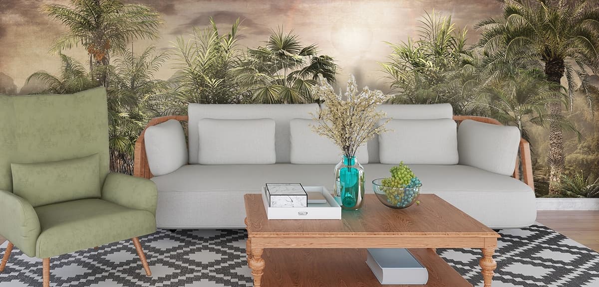 Calming Trees, Forest Wallpaper for Walls shown in a room