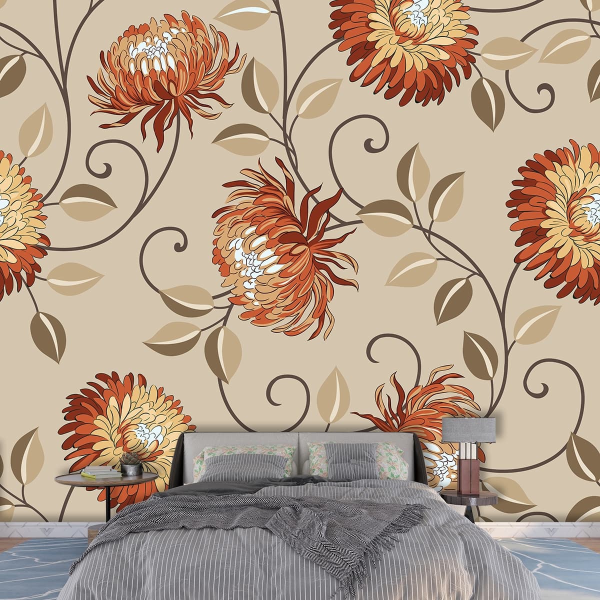 An Illustrative Artwork Painting Wallpaper for Wall shown in a room