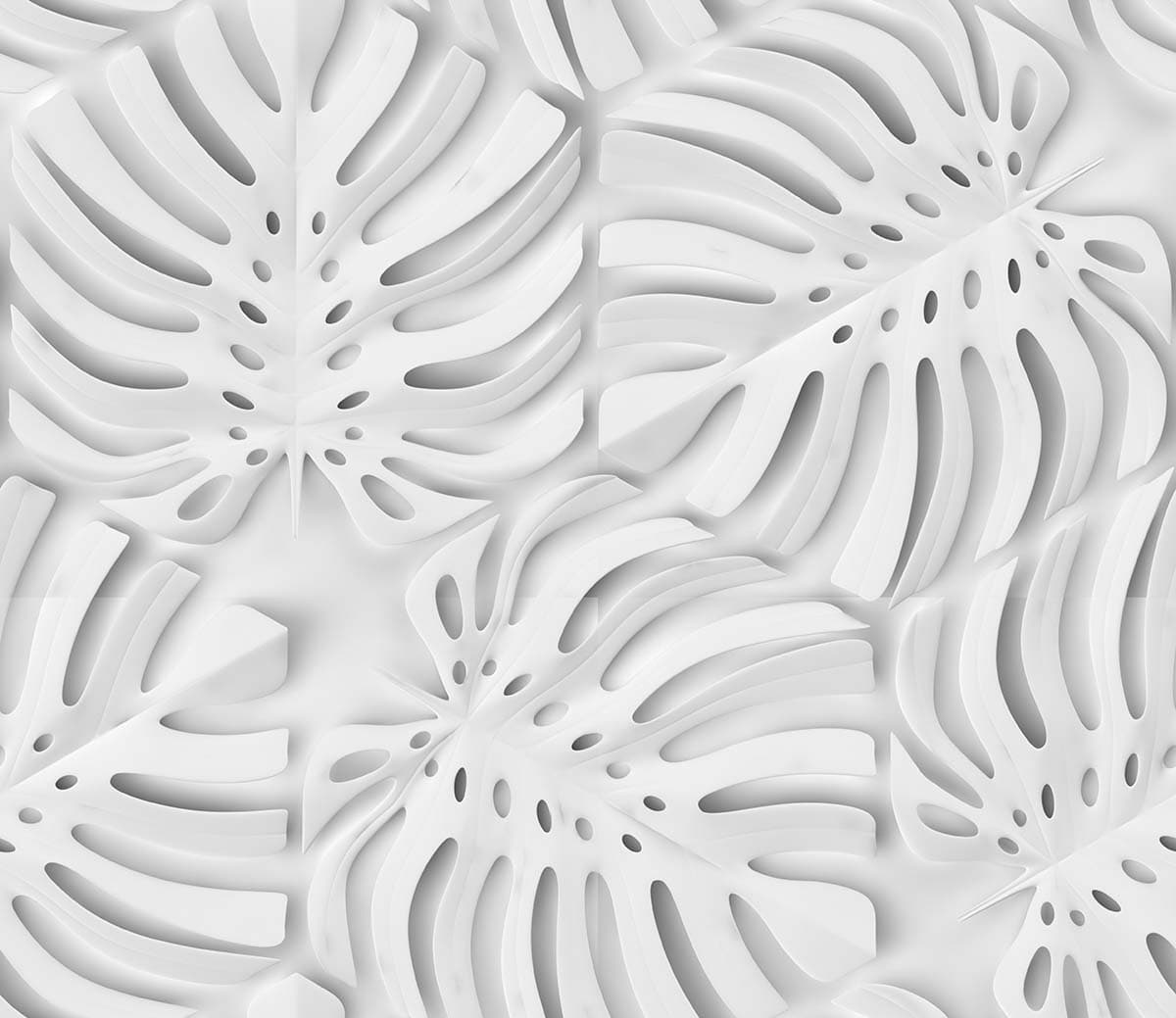 A white paper cut out leaves pattern detail