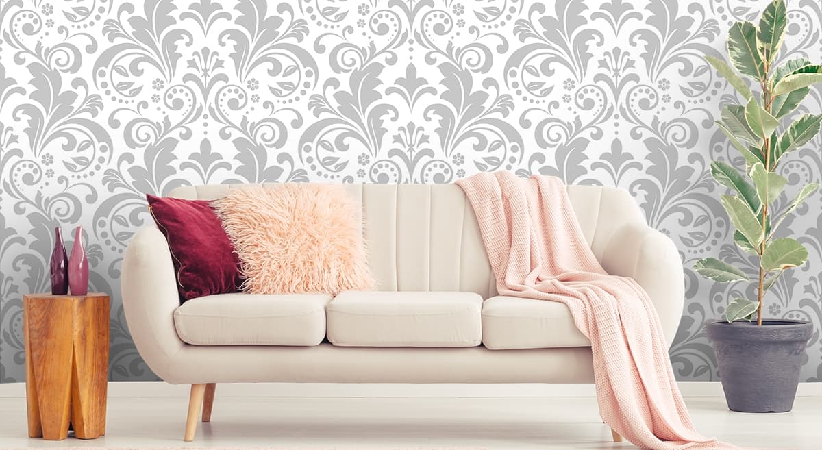 Grey and White Wallpaper for Walls shown in a room