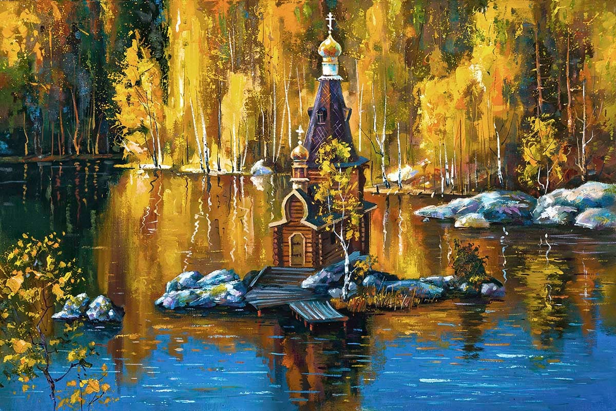 Elegant Fall Season Landscape Design Wallpaper pattern detail