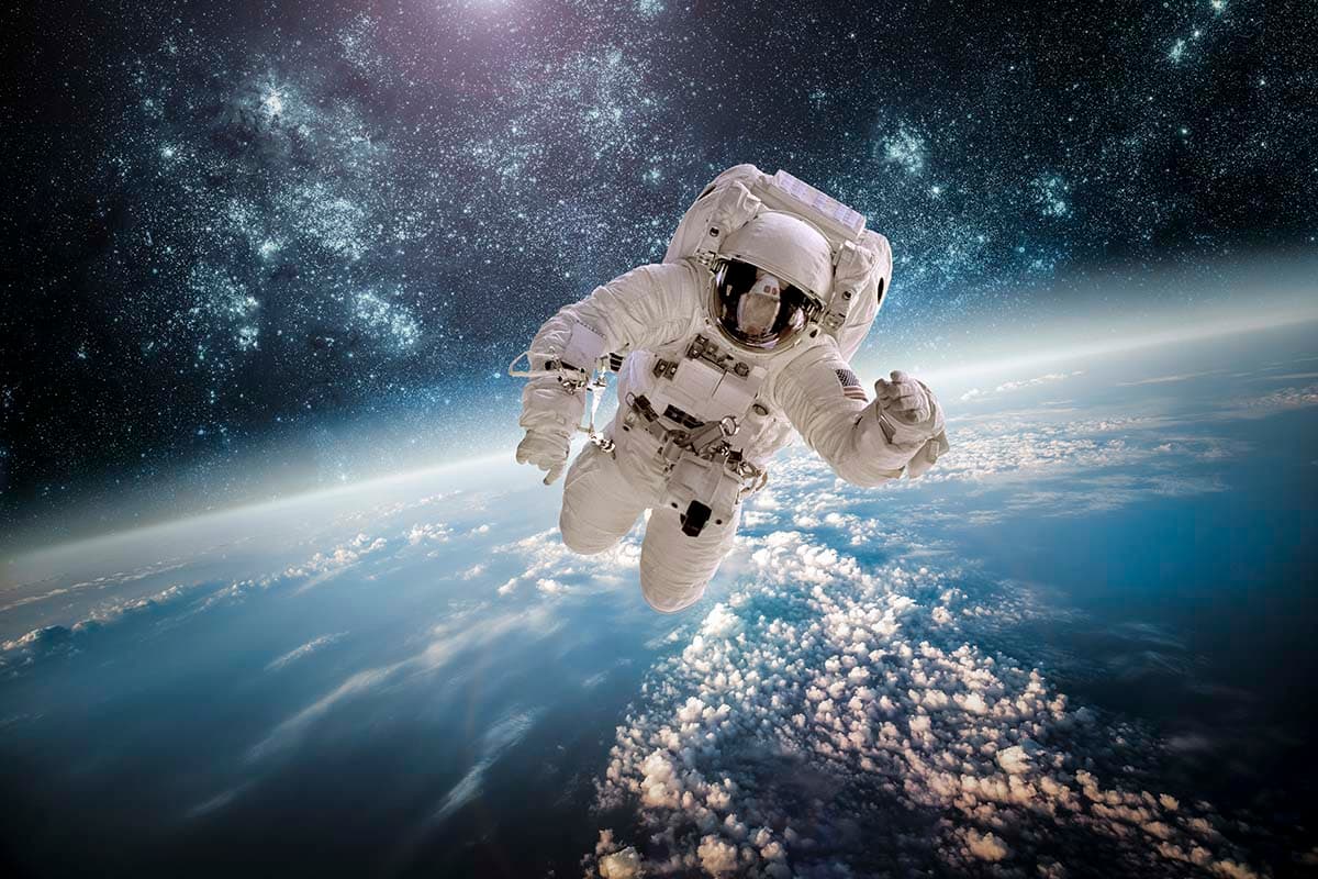 3D Astronaut Above Earth Cosmic Style Wallpaper pattern detail