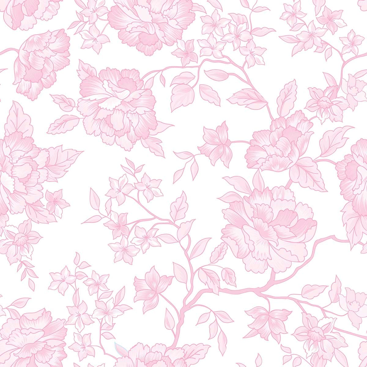 Beautiful Minimalist Pink Flowers on A White Background Wallpaper Mural pattern detail