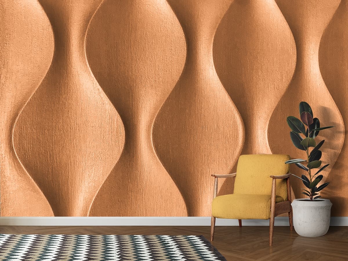 A 3D Curve Design Wallpaper for Wall shown in a room