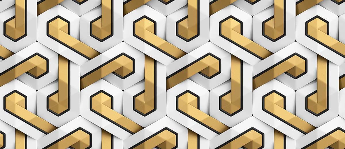 Luxury White Gold Hexagon Geometric Style Wallpaper pattern detail