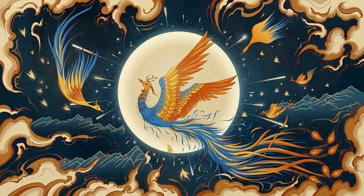 Freedom flight of bird gliding through blue sky wallpaper pattern detail