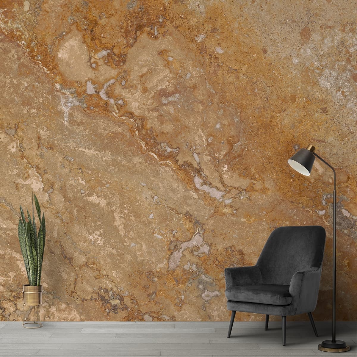 Rustic Marble Look Wallpaper Mural shown in a room