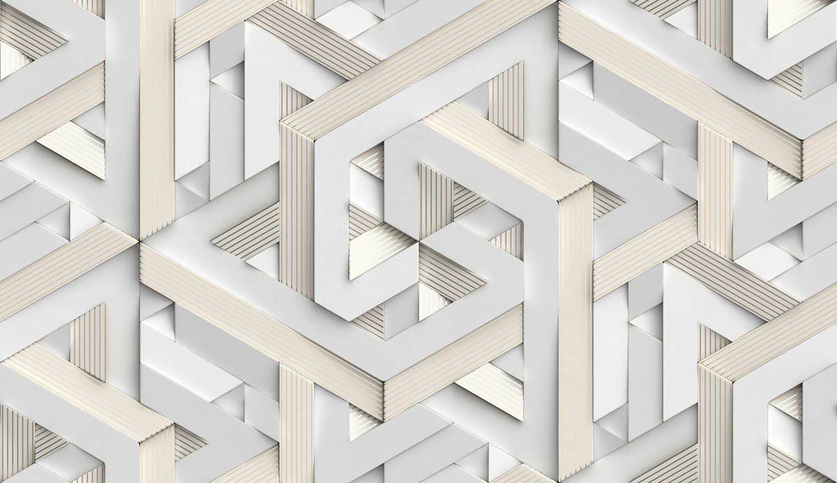 Premium White and Gold Geometric Stripe Wallpaper pattern detail