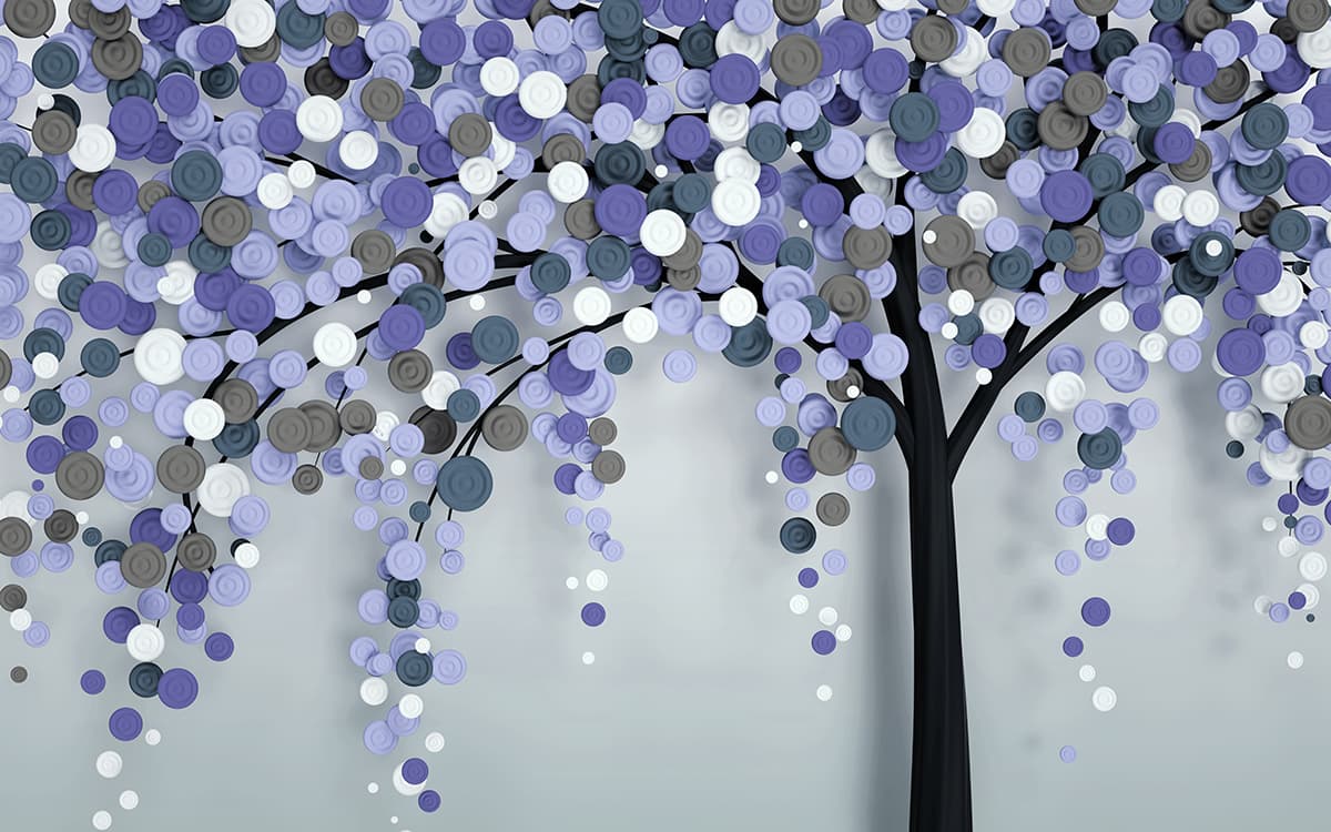 Artistic Tree with Multiple Circles Abstract Wall Decor Wallpaper pattern detail