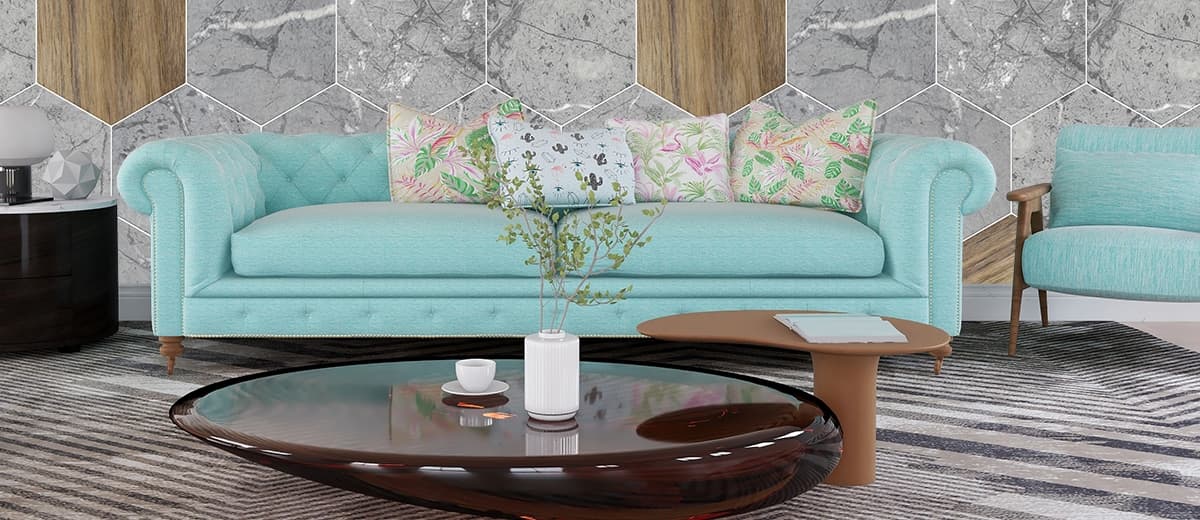 Hexagon Tiled Pattern Wallpaper for Wall shown in a room