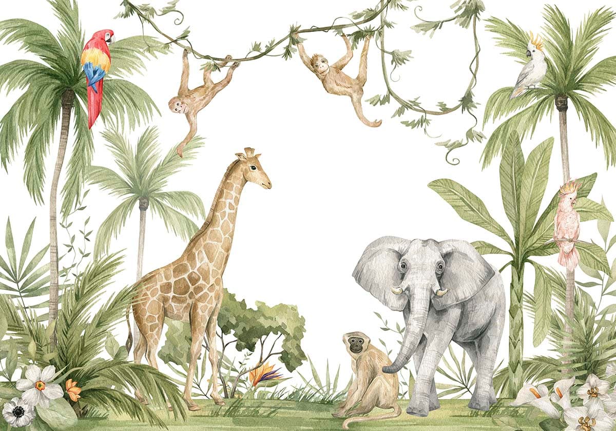 Zuboo, Cheerful Safari Friends Wallpaper Mural pattern detail