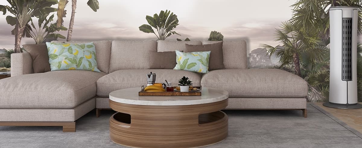 Serene Tropical Forest and River Wallpaper Mural shown in a room