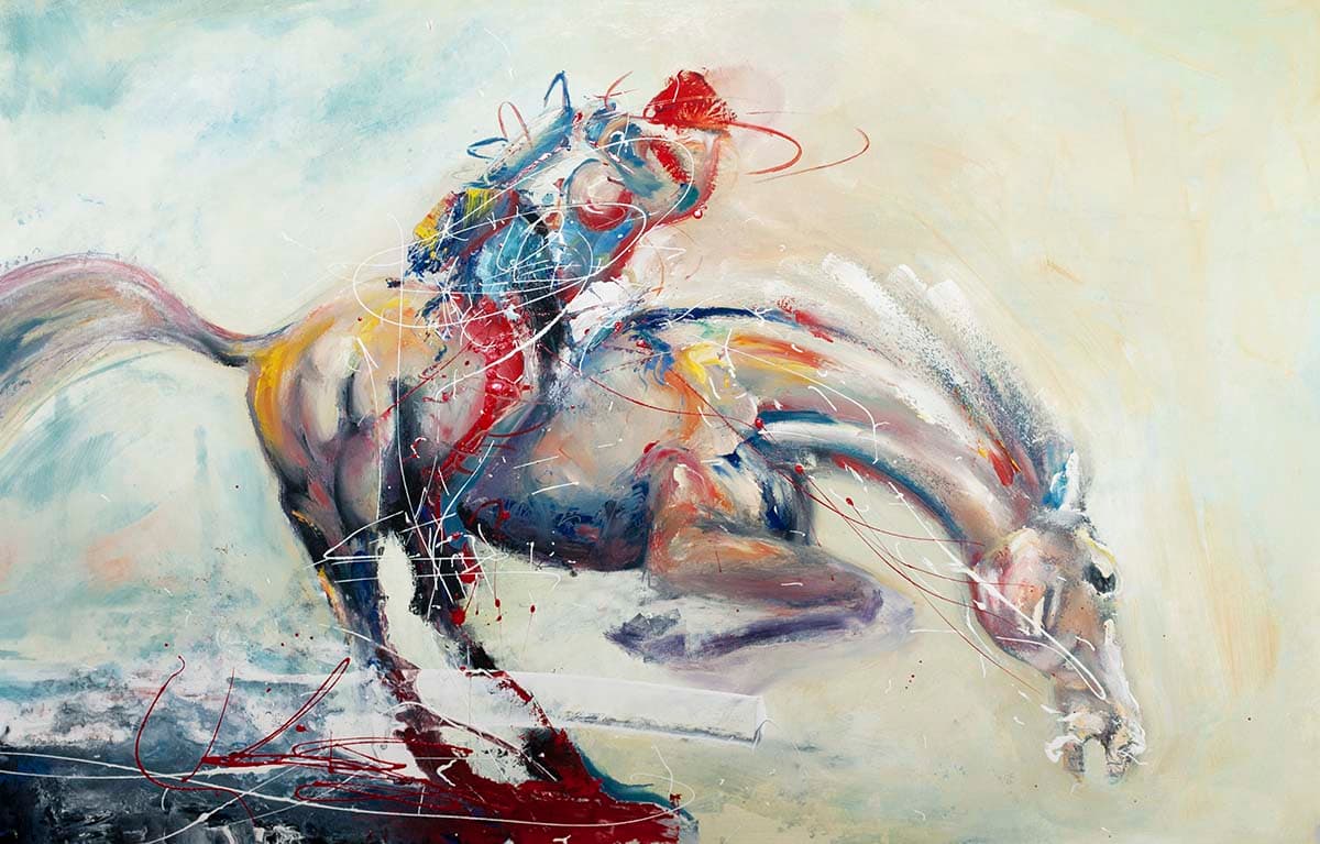 Horse Painting with Red Paint Artistic Design wallpaper pattern detail