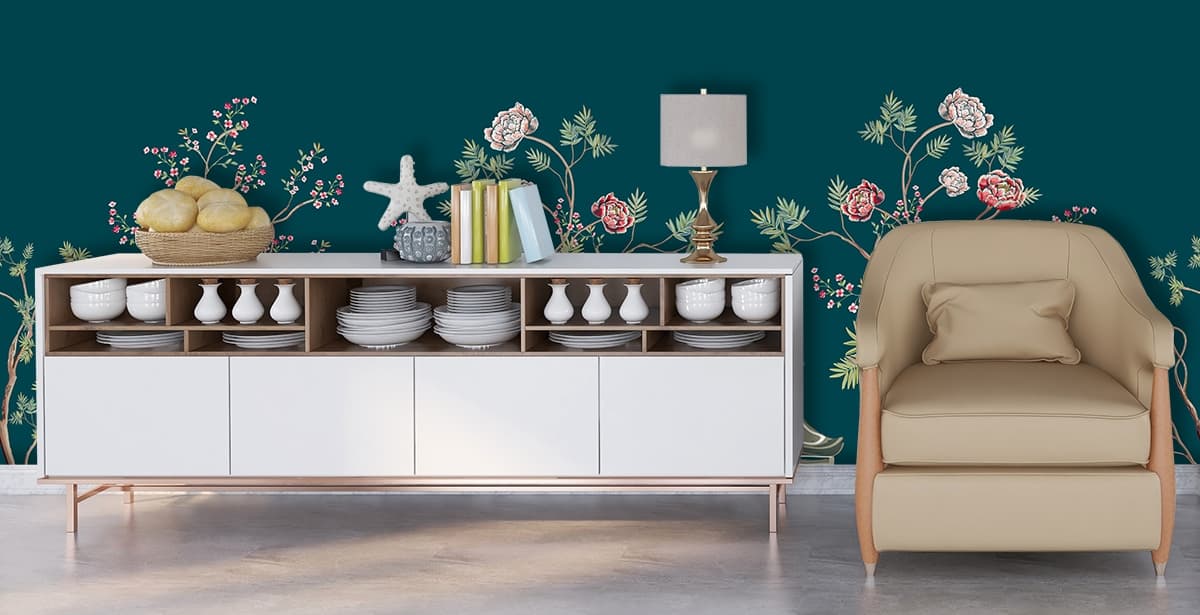Beautiful Art With Elephant Wallpaper Mural shown in a room
