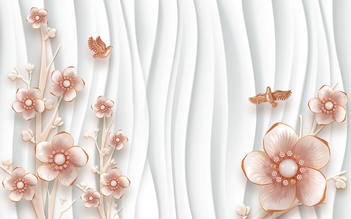 Modern White Floral Nature Design wallpaper pattern detail