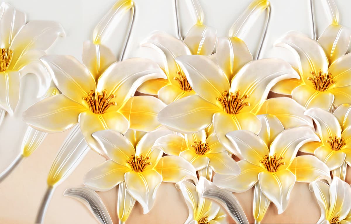 Modern Large Yellow Flower Art for a Home Wallpaper pattern detail