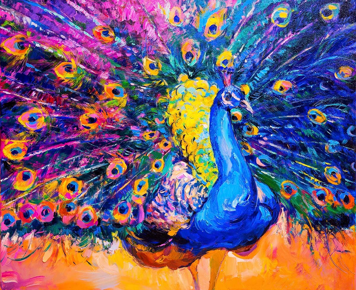 Peacock Painting Wallpaper pattern detail