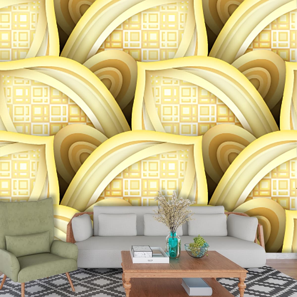 Tropical 3D Wallpaper Pattern shown in a room