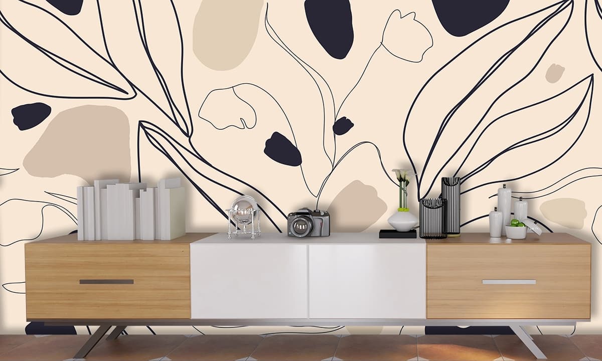 An Abstract Design Wallpaper shown in a room