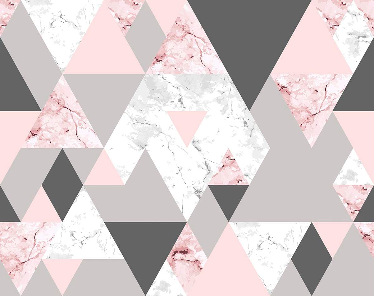 Elegant Pink Grey Geometric Marble Wall Wallpaper pattern detail