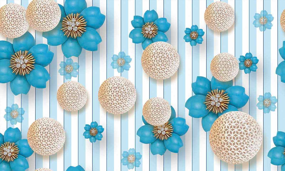 A wallpaper with flowers and balls pattern detail
