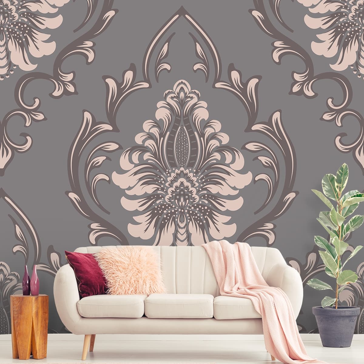 A Wallpaper with a Floral Pattern shown in a room