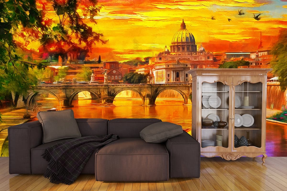 Modern Spiritual Buddha Art for Home Wallpaper shown in a room