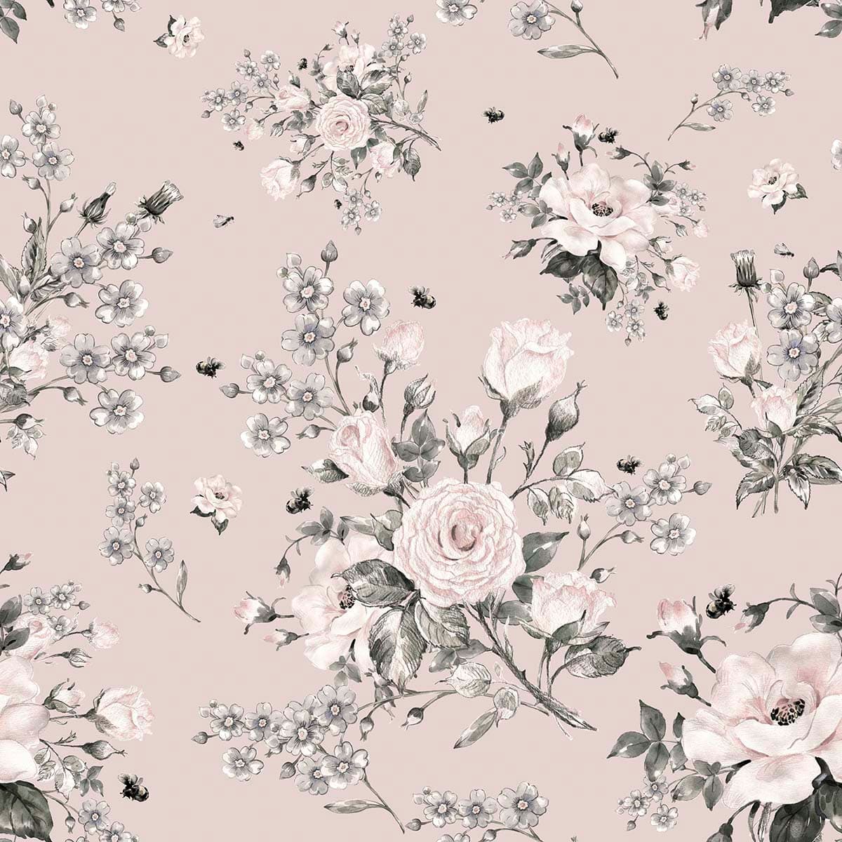 Serene Floral Magic Wallpaper Mural pattern detail