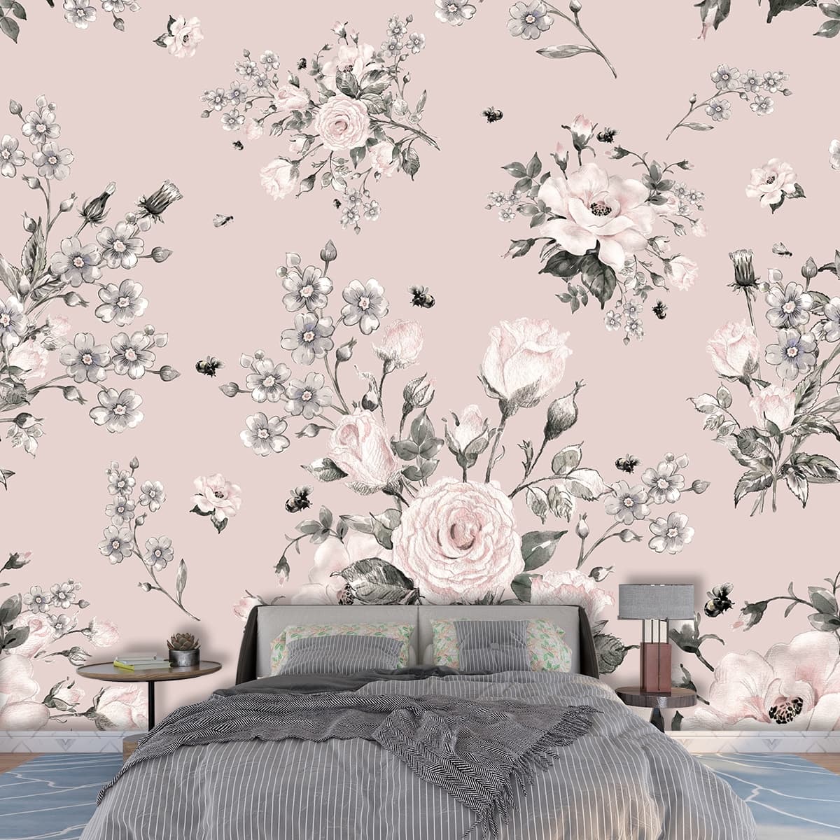 Serene Floral Magic Wallpaper Mural shown in a room