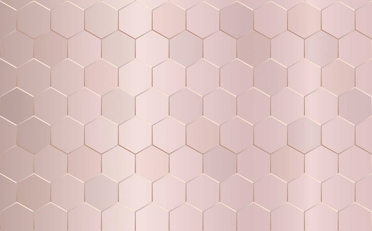 Modern Pink and White Hexagon Grid Wall Wallpaper pattern detail