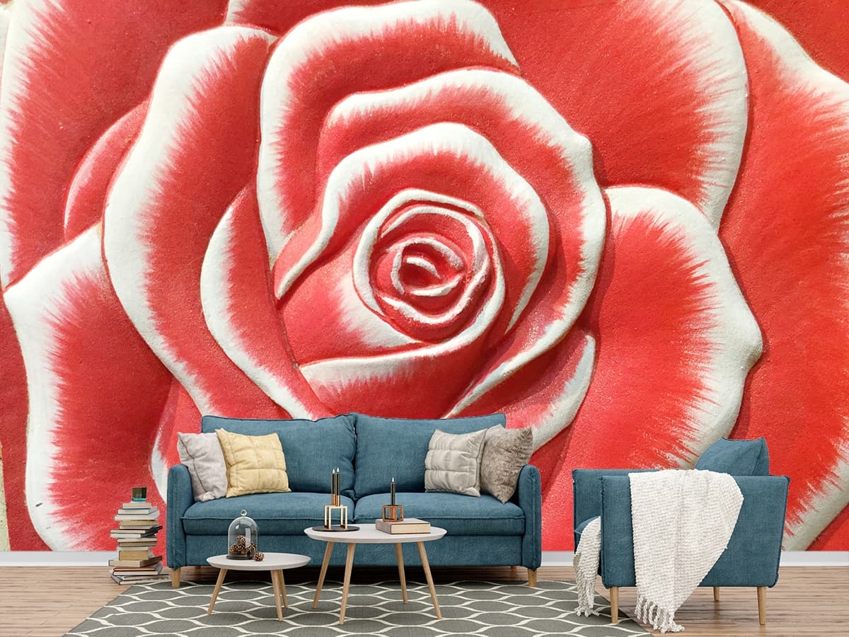 Beautiful Romantic Wallpaper of A Red Rose shown in a room