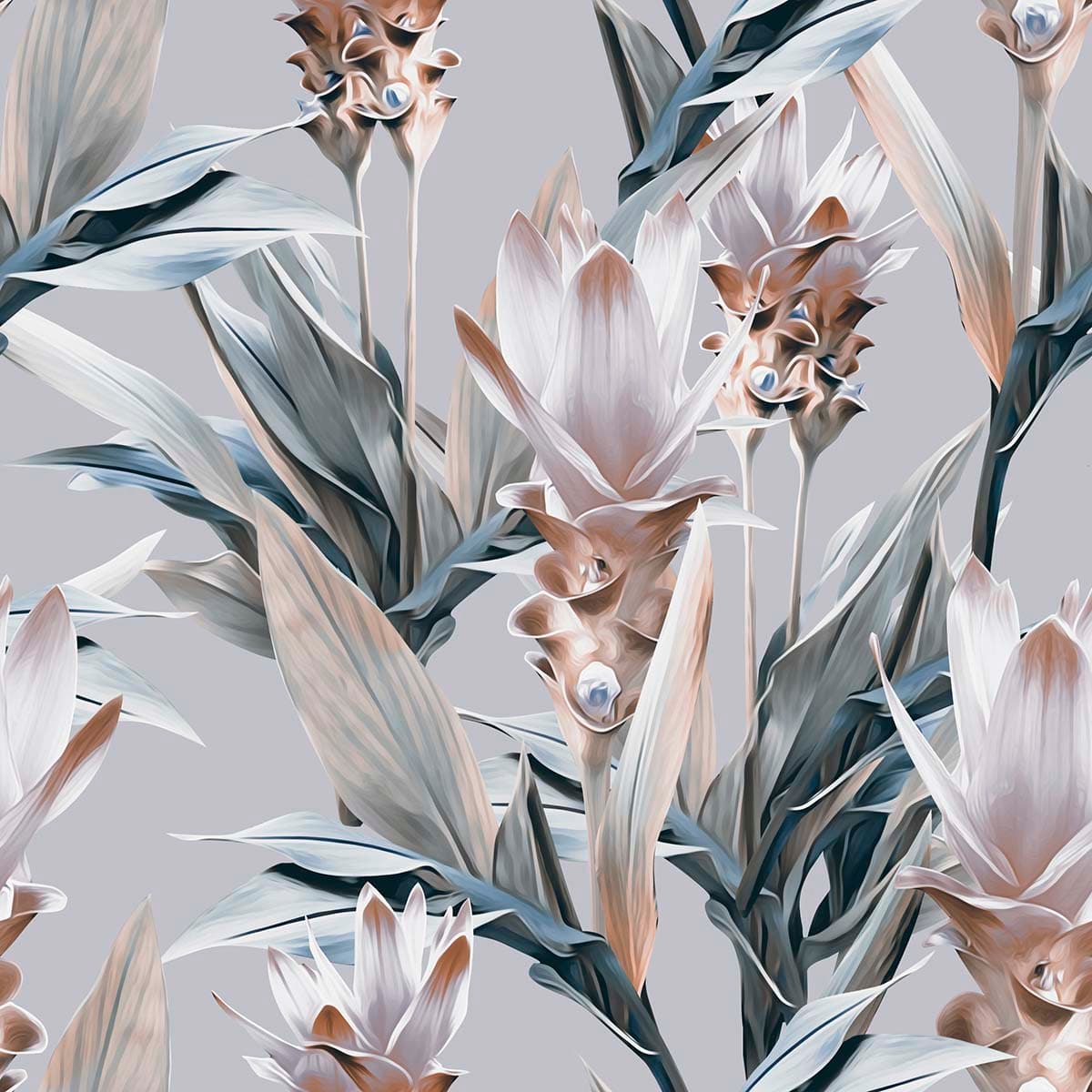 A Floral Pattern with Flowers and Leaves pattern detail