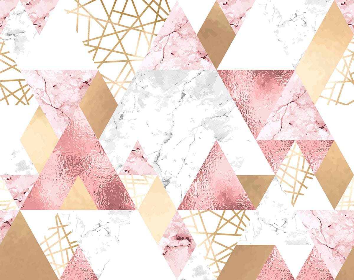 A pattern of triangles and gold foil pattern detail