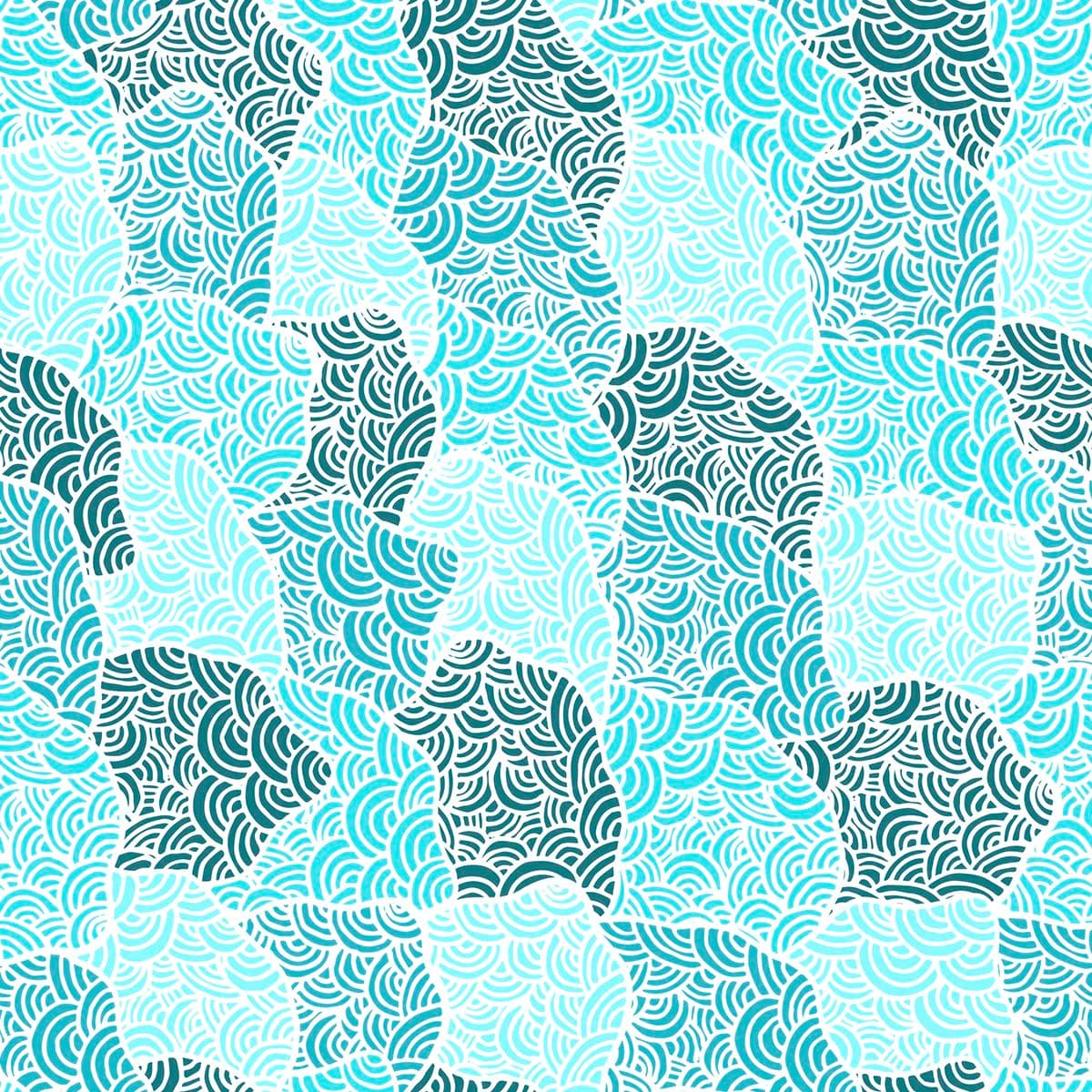 Simple Blue White Waves Design for Room Wallpaper pattern detail