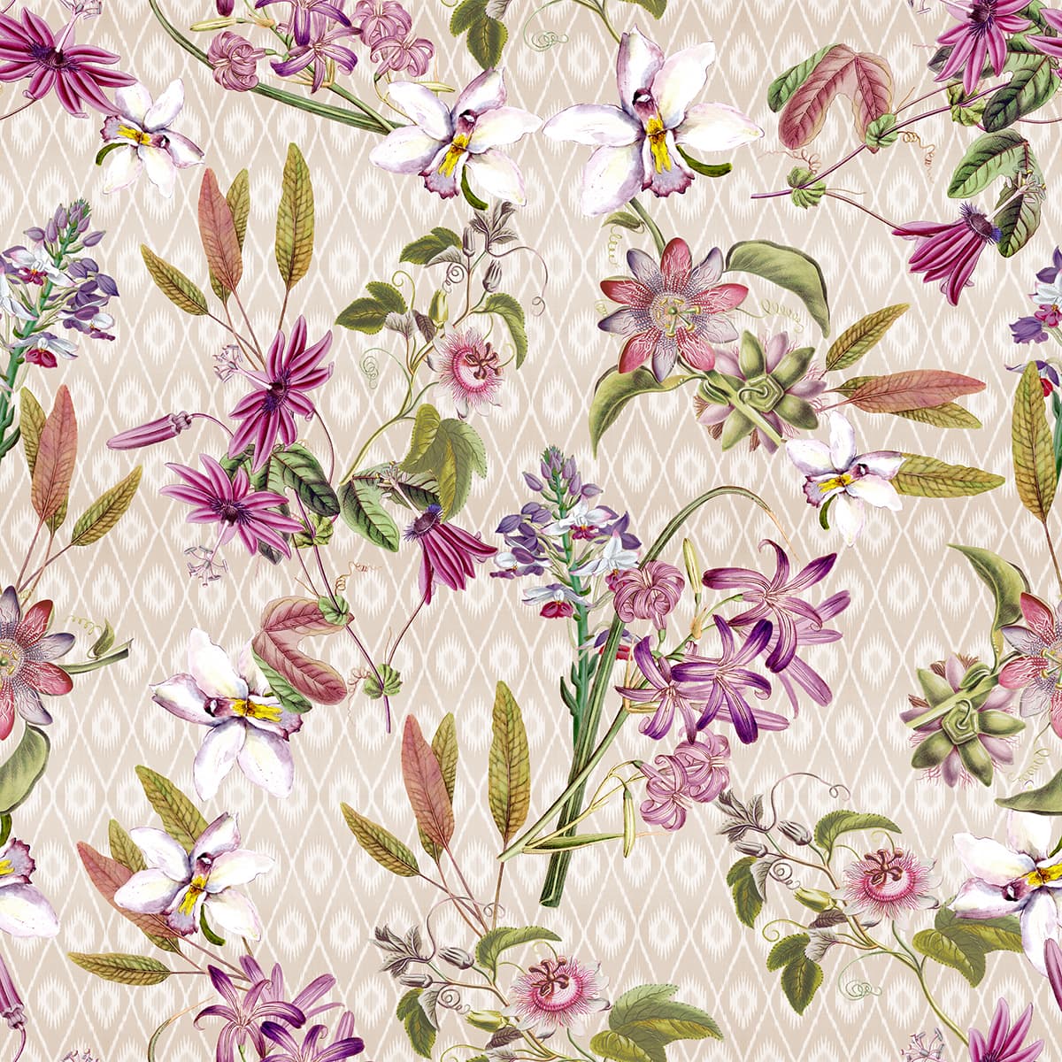 A Blossom Burst Bonanza Floral Wallpaper pattern detail
