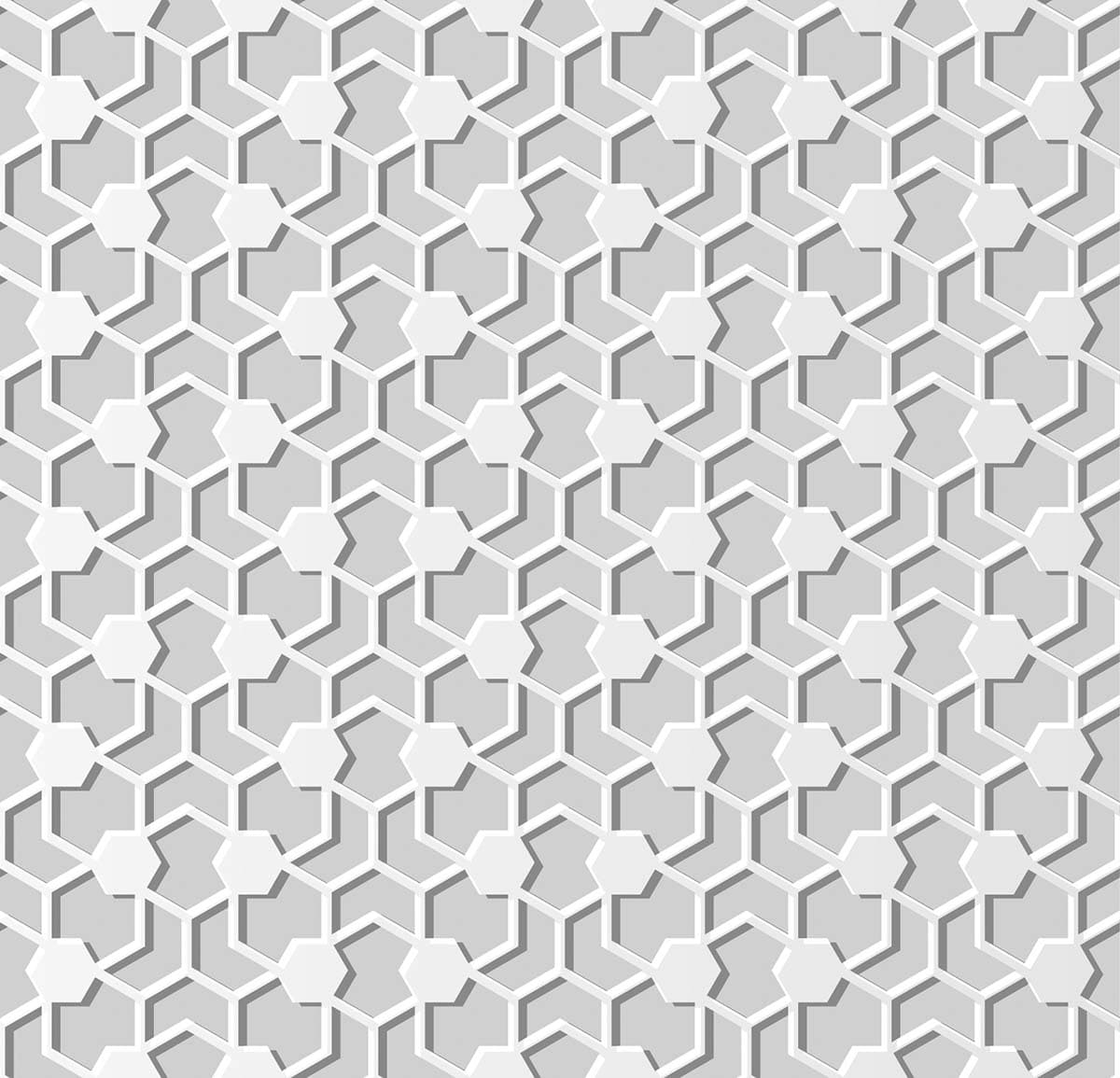 Contemporary White Hexagon Pattern Wallpaper pattern detail