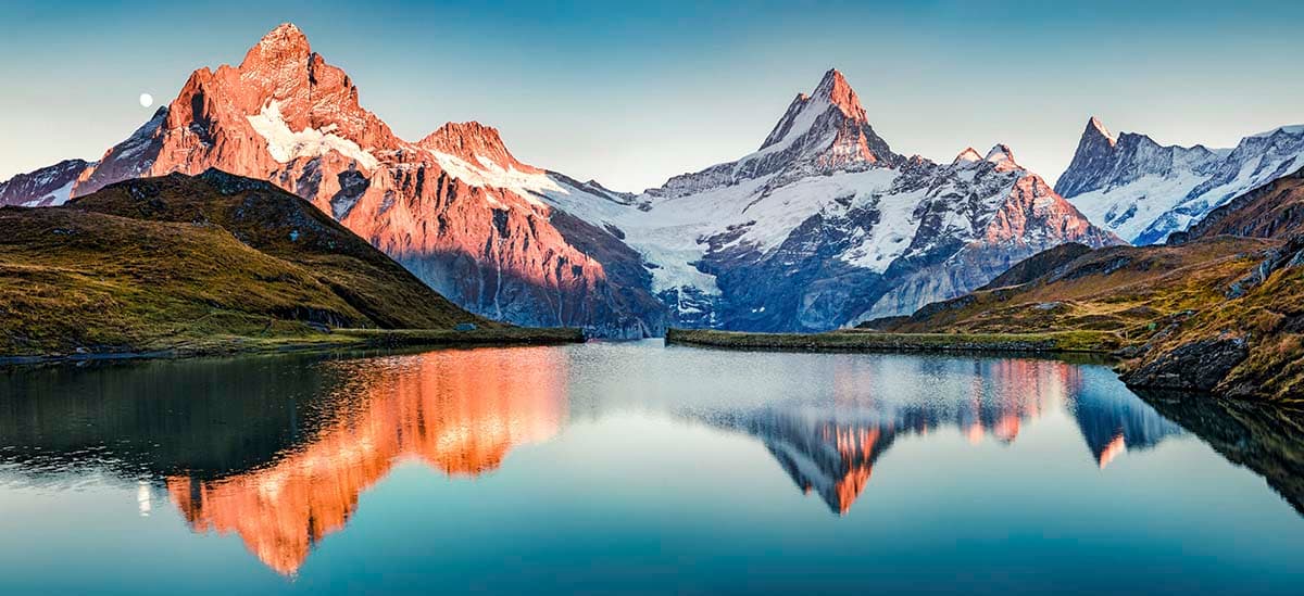 Elegant Snowy Mountain Lake for Interior Wallpaper pattern detail