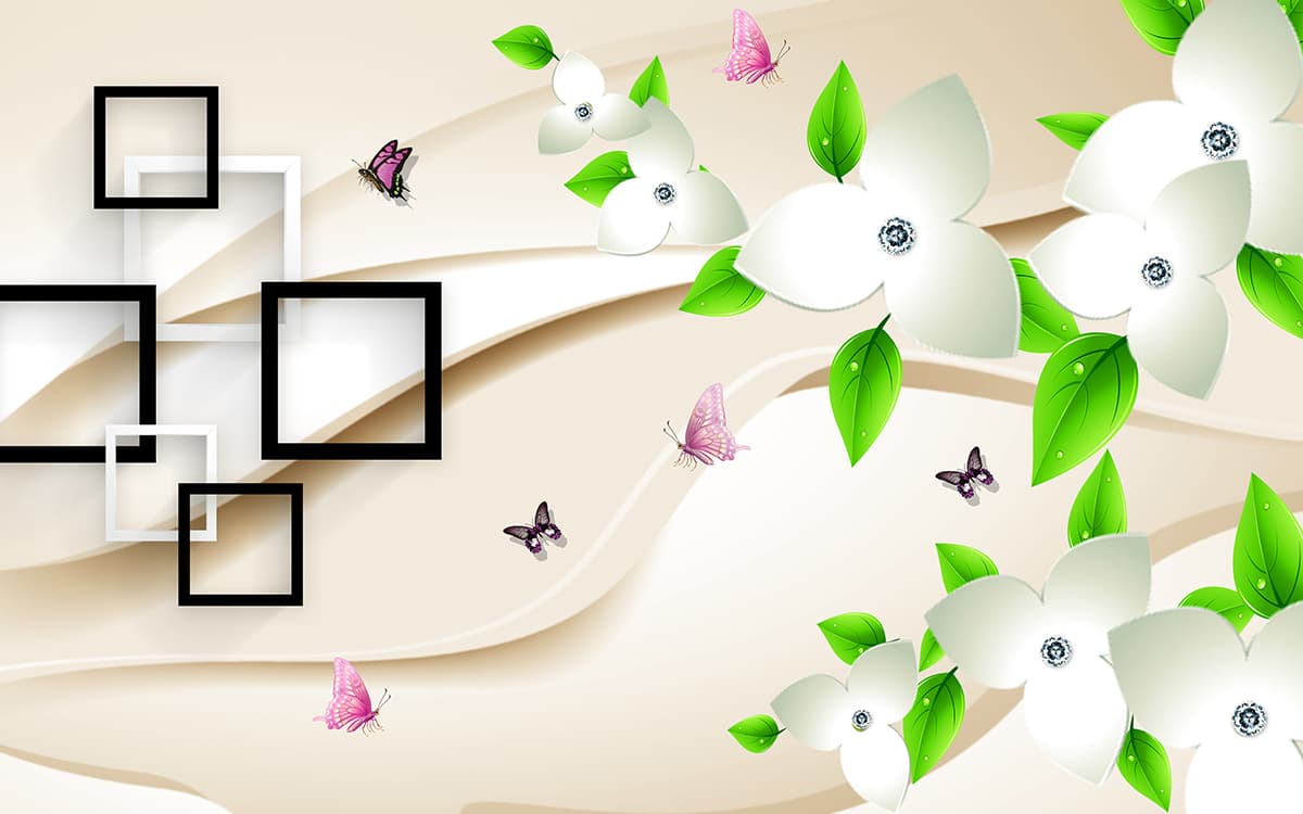 Aesthetic Floral and Butterfly Design Wallpaper pattern detail