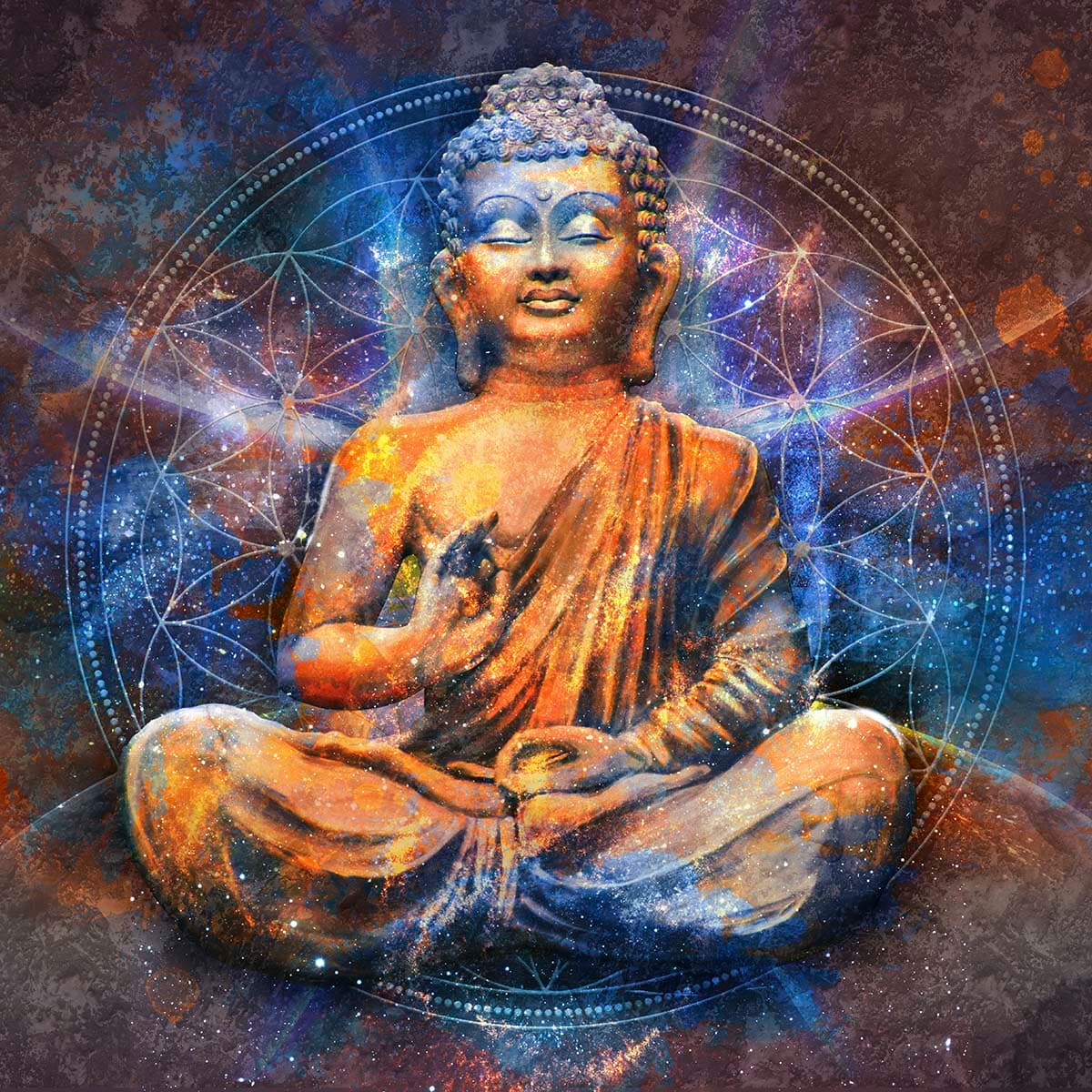 Artistic Spiritual Buddha Mandala Poster Style Wallpaper pattern detail