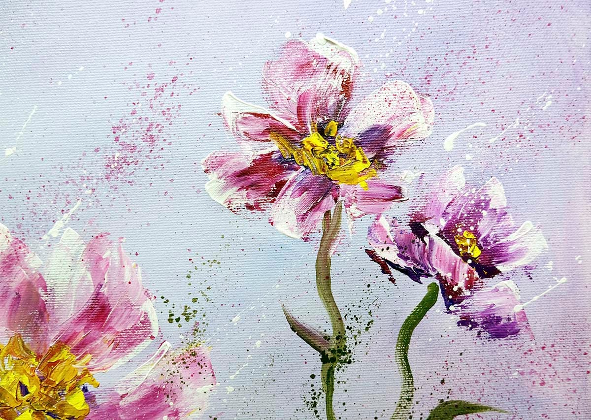 Pink Flowers Wallpaper for Walls pattern detail