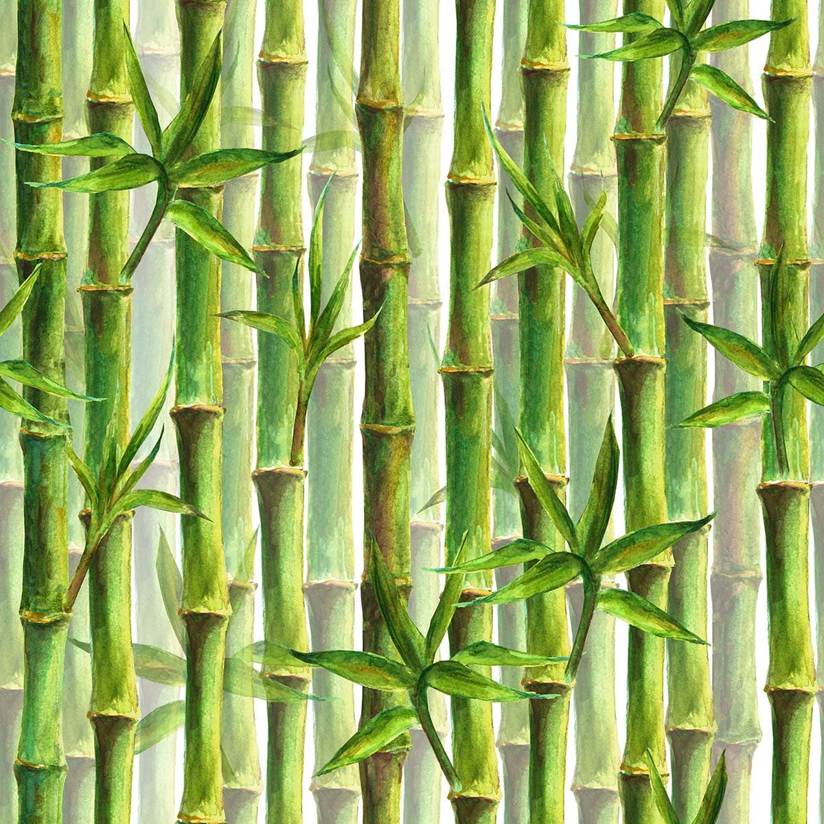 Bamboo Wallpaper for Walls, Green Stems with leaves pattern detail
