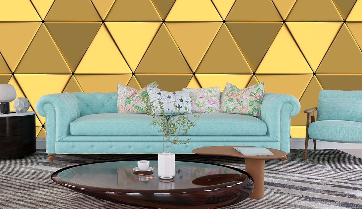 A Wallpaper Pattern of Triangles for Walls shown in a room