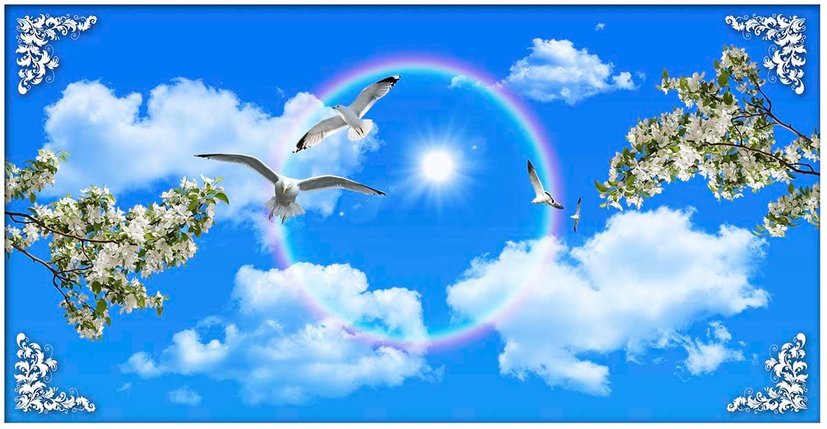 Seagulls Flying in the Sky Wallpaper for Ceiling pattern detail