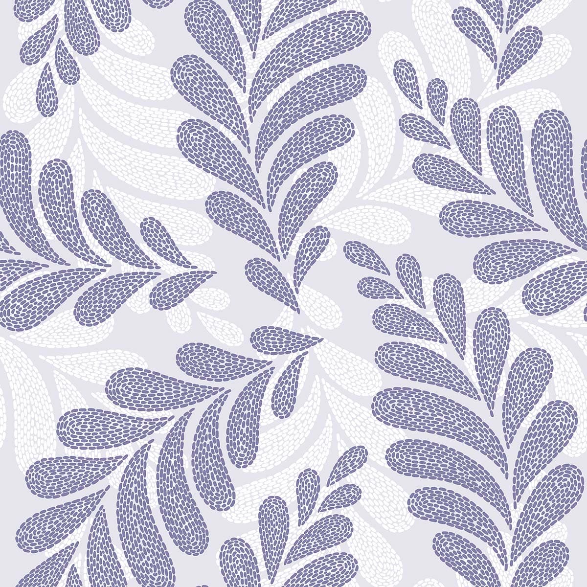 Modern Leaf Motif in Purple and White Wallpaper pattern detail